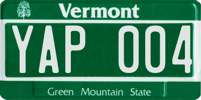 VT license plate YAP004