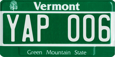 VT license plate YAP006