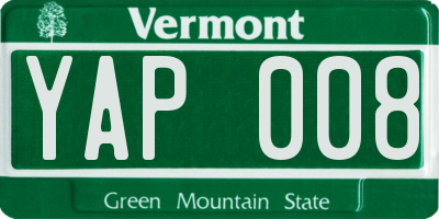 VT license plate YAP008