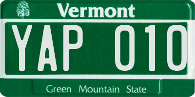 VT license plate YAP010
