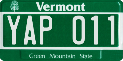 VT license plate YAP011