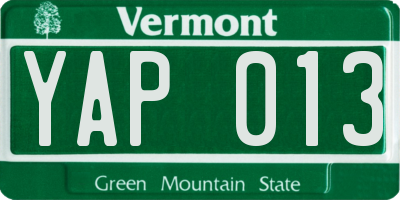 VT license plate YAP013