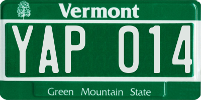 VT license plate YAP014