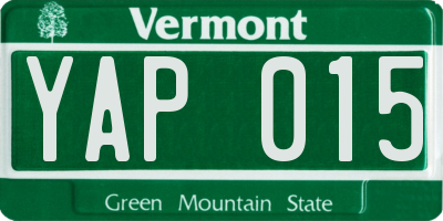 VT license plate YAP015