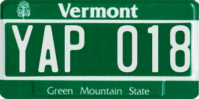VT license plate YAP018