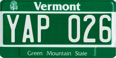 VT license plate YAP026