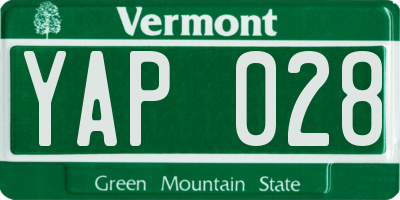 VT license plate YAP028