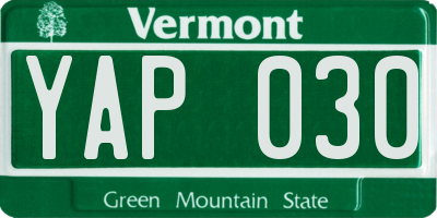 VT license plate YAP030