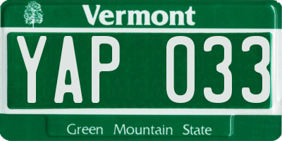 VT license plate YAP033