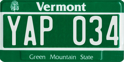 VT license plate YAP034
