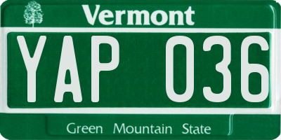 VT license plate YAP036