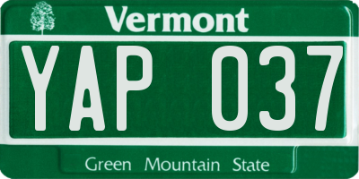 VT license plate YAP037