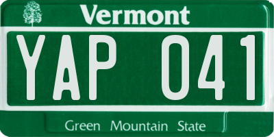 VT license plate YAP041