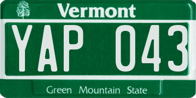 VT license plate YAP043