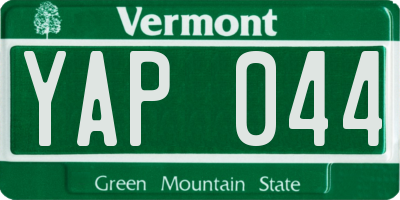 VT license plate YAP044