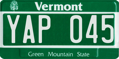 VT license plate YAP045