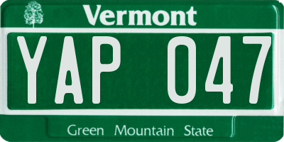 VT license plate YAP047