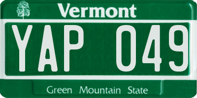 VT license plate YAP049