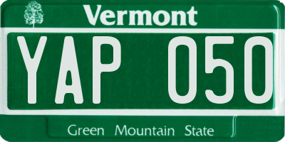 VT license plate YAP050