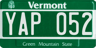VT license plate YAP052