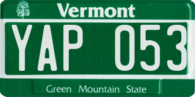 VT license plate YAP053