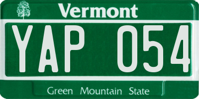 VT license plate YAP054
