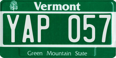 VT license plate YAP057