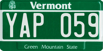VT license plate YAP059