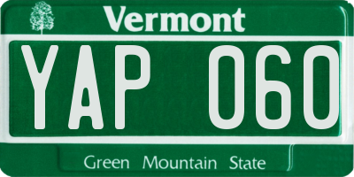 VT license plate YAP060