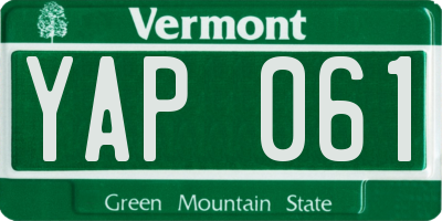 VT license plate YAP061