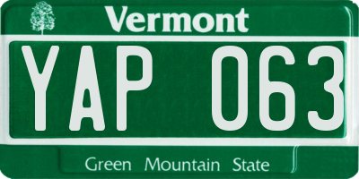 VT license plate YAP063