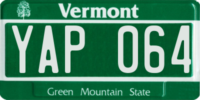 VT license plate YAP064