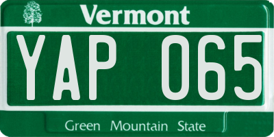 VT license plate YAP065