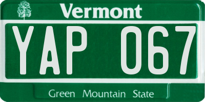 VT license plate YAP067