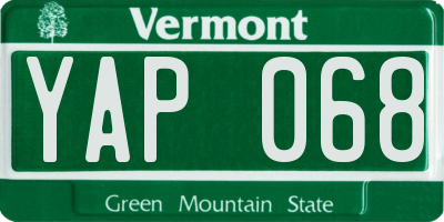 VT license plate YAP068