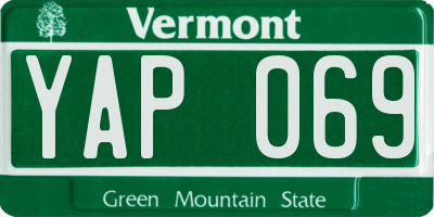 VT license plate YAP069