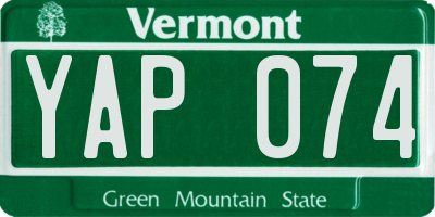 VT license plate YAP074