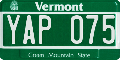 VT license plate YAP075