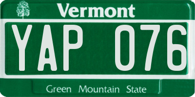 VT license plate YAP076