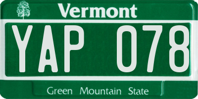 VT license plate YAP078
