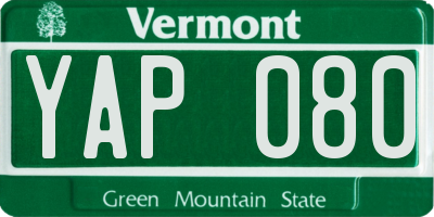 VT license plate YAP080