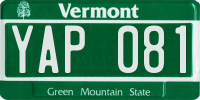 VT license plate YAP081