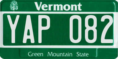 VT license plate YAP082