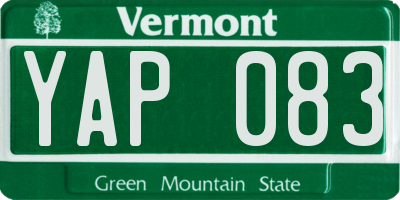 VT license plate YAP083