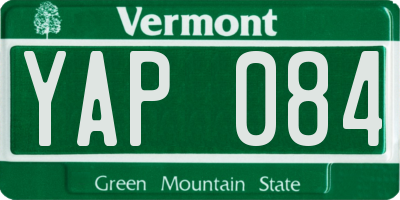 VT license plate YAP084
