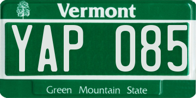 VT license plate YAP085