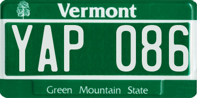 VT license plate YAP086