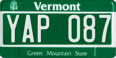 VT license plate YAP087