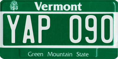 VT license plate YAP090