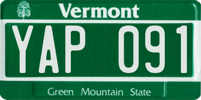 VT license plate YAP091